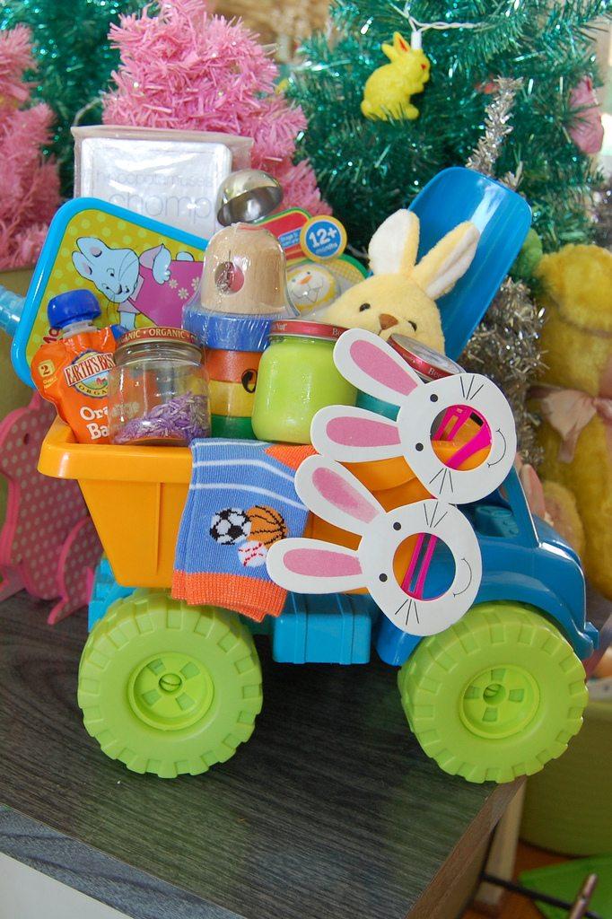 toy truck with baby stuff in it