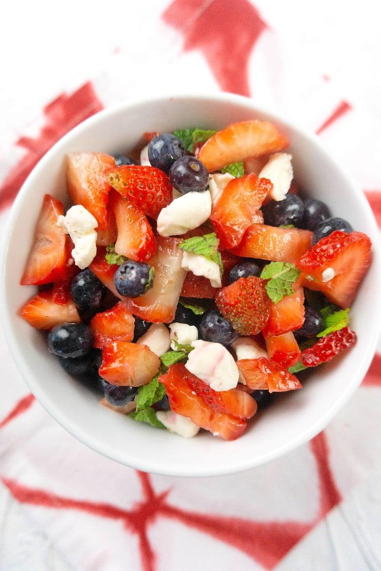 Berry salsa with strawberries, blueberries, and cheese