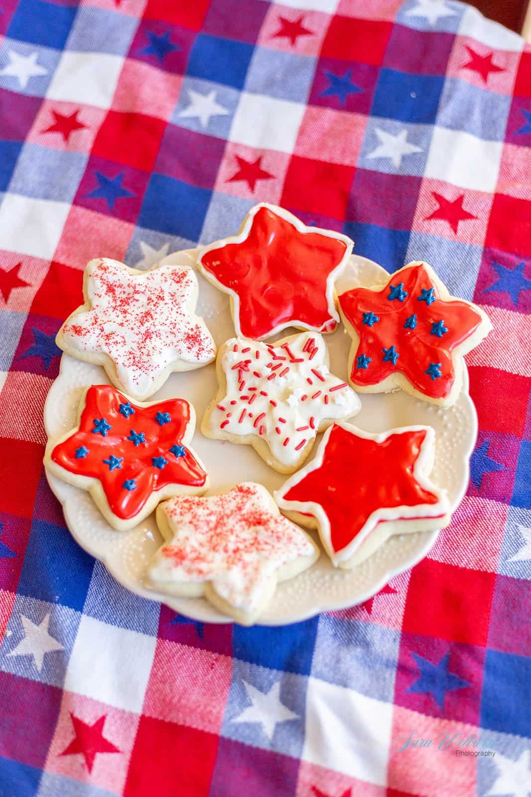 4th of July Sour Cream Sugar Cookies with Cream Cheese Frosting