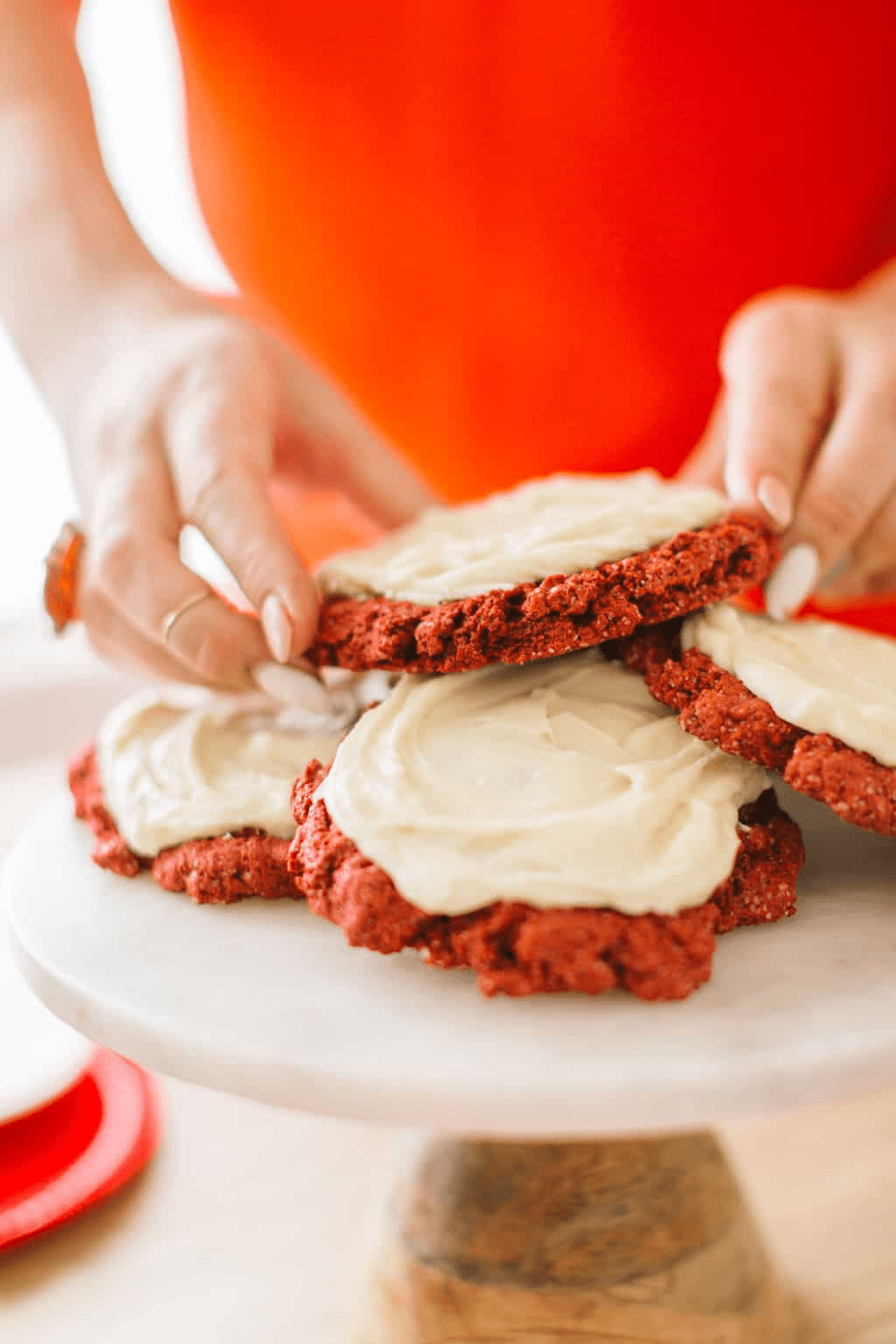 Red velvet cake mix cookies with cream cheese frosting