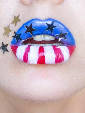 4th of July Makeup Ideas with american flag lips