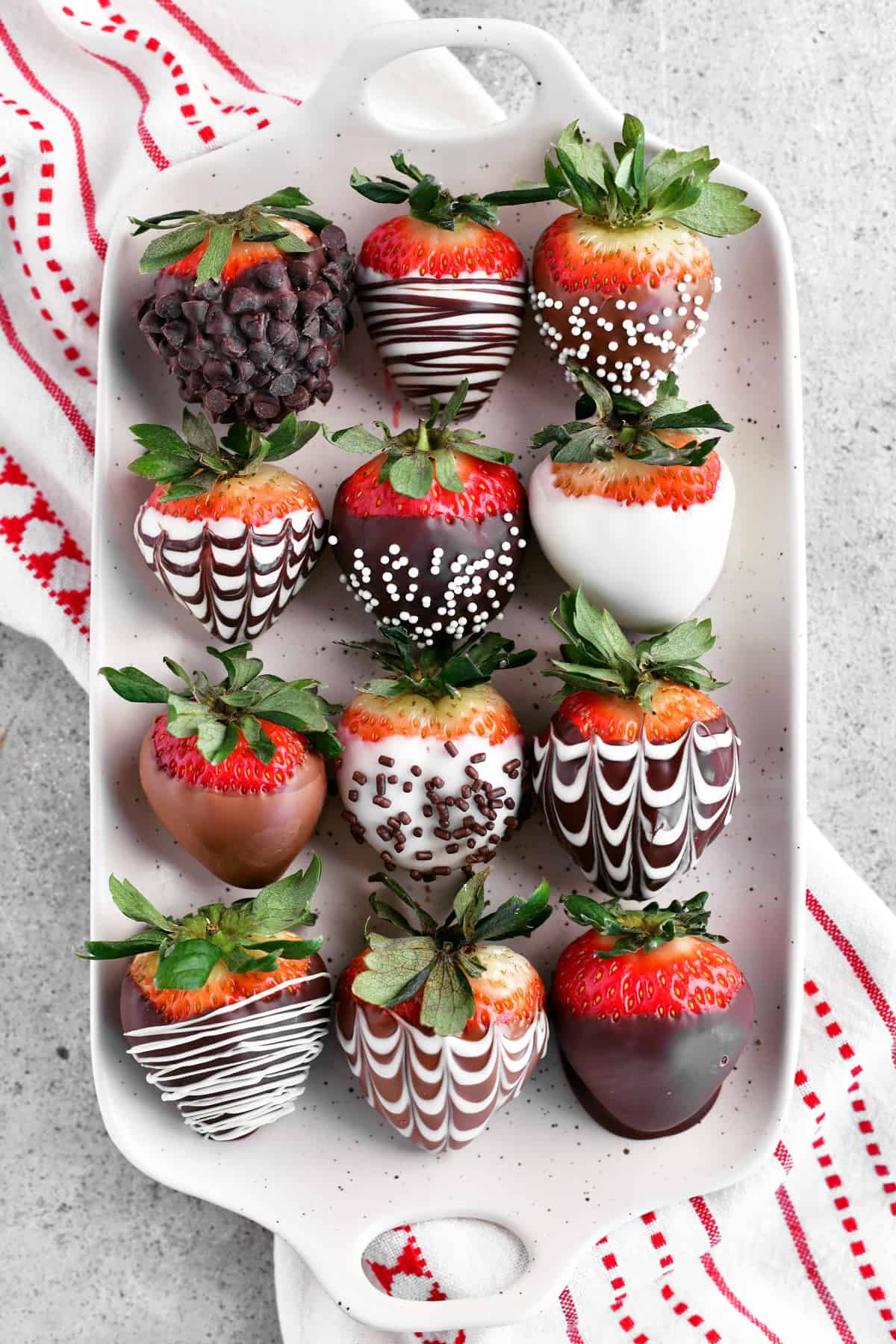 Chocolate covered strawberries with fun chocolate designs