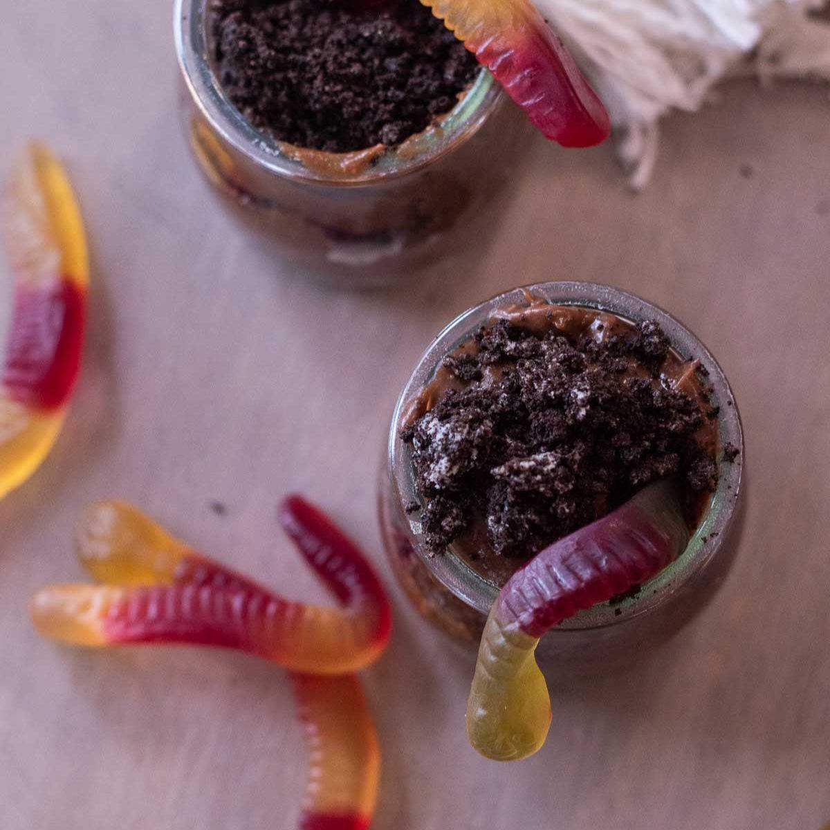 Halloween Worms in Dirt in a jar
