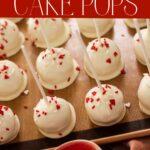 Valentines Cake Pops on a baking sheet pin