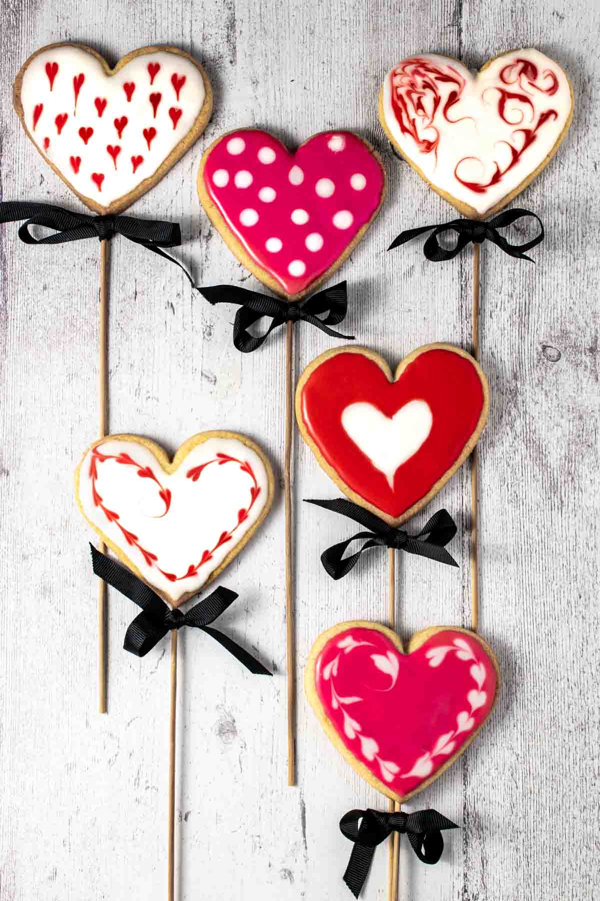 Valentines sugar cookies on sticks