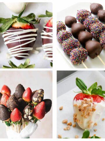 Valentines Day Chocolate Dipped Fruit Gifts collage