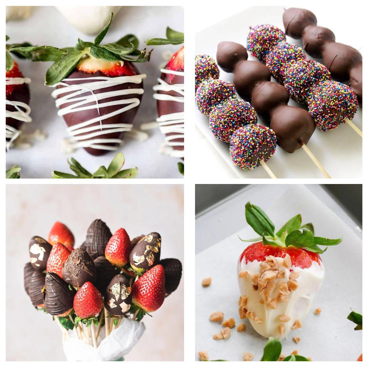 Valentines Day Chocolate Dipped Fruit Gifts collage