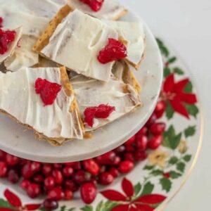 White Chocolate Christmas Crack on a plate