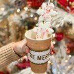 hot cocoa in a cup with snowflake marshmallows