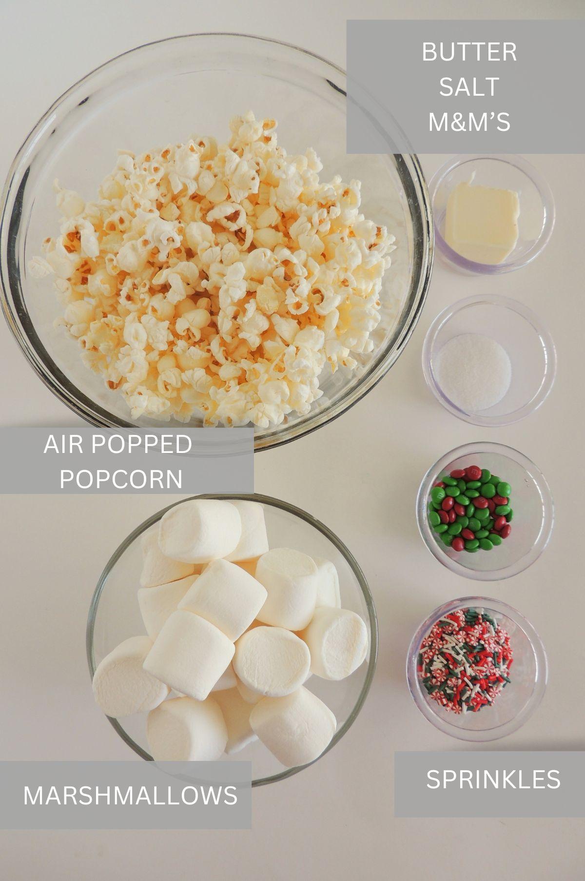 Ingredients for easy Christmas popcorn
