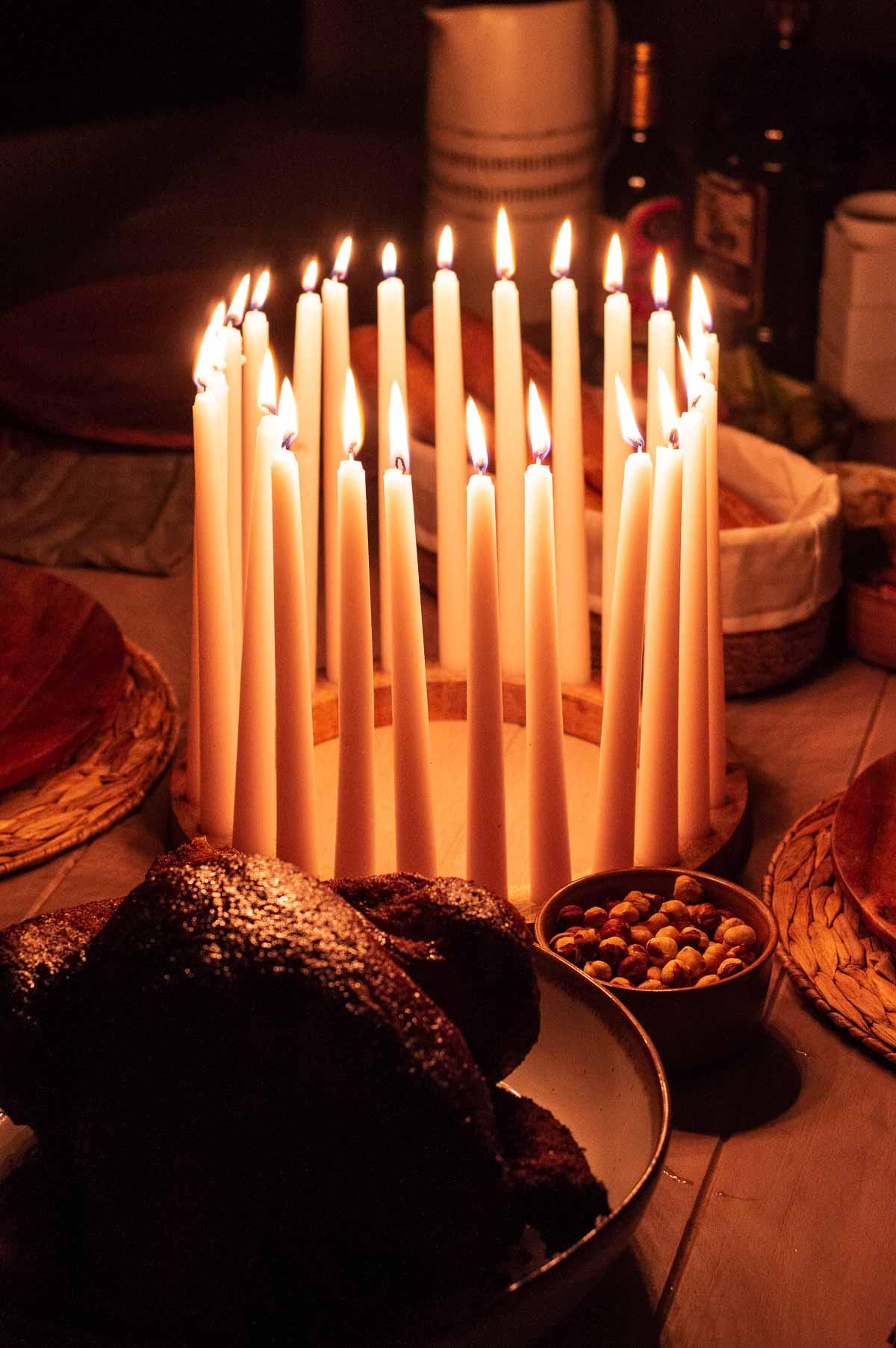 Bethlehem Dinner Tradition with lit Immanuel wreath