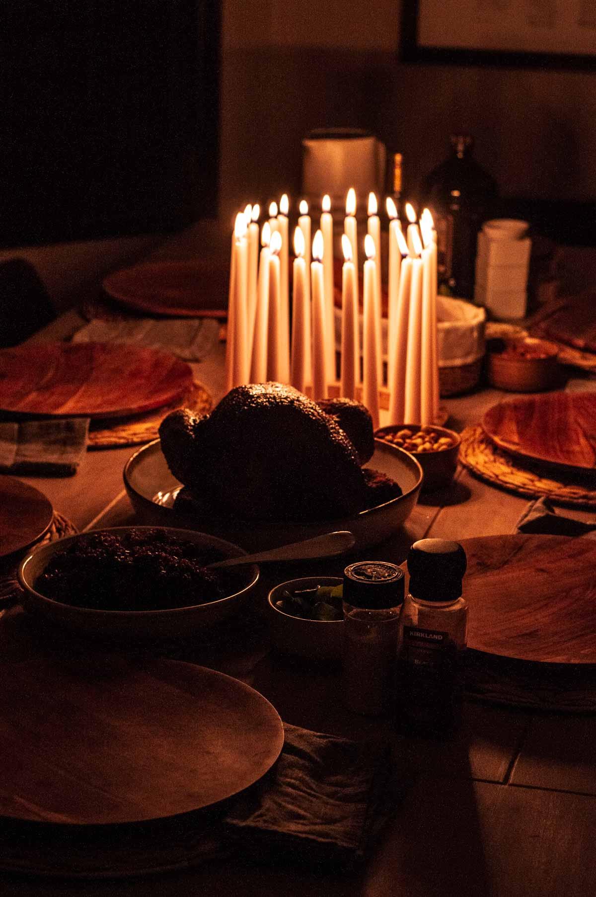 Bethlehem Dinner Tradition with lit Immanuel wreath