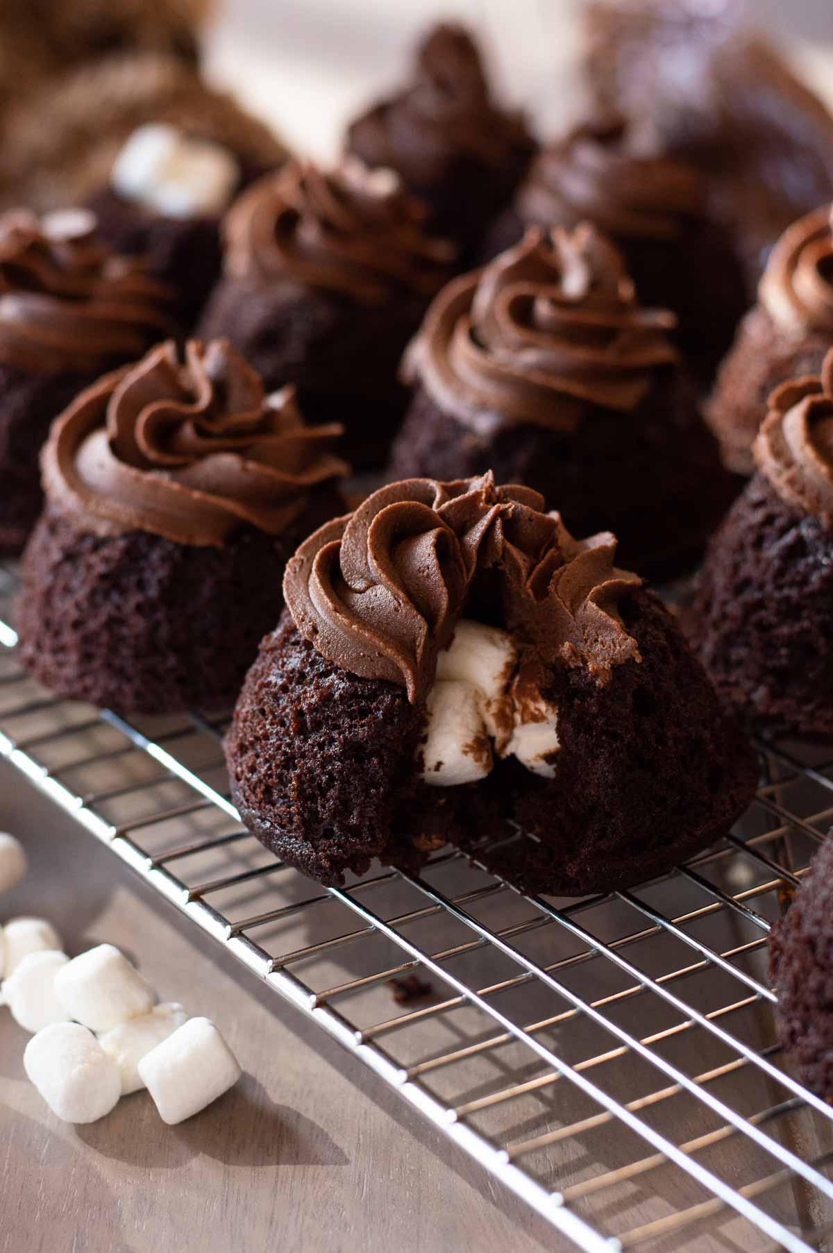 Groundhog Day Cupcakes with chocolate frosting and filled with marshmallows