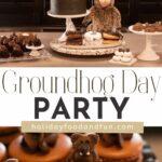 Groundhog Day Party with groundhog food and stuffed groundhogs