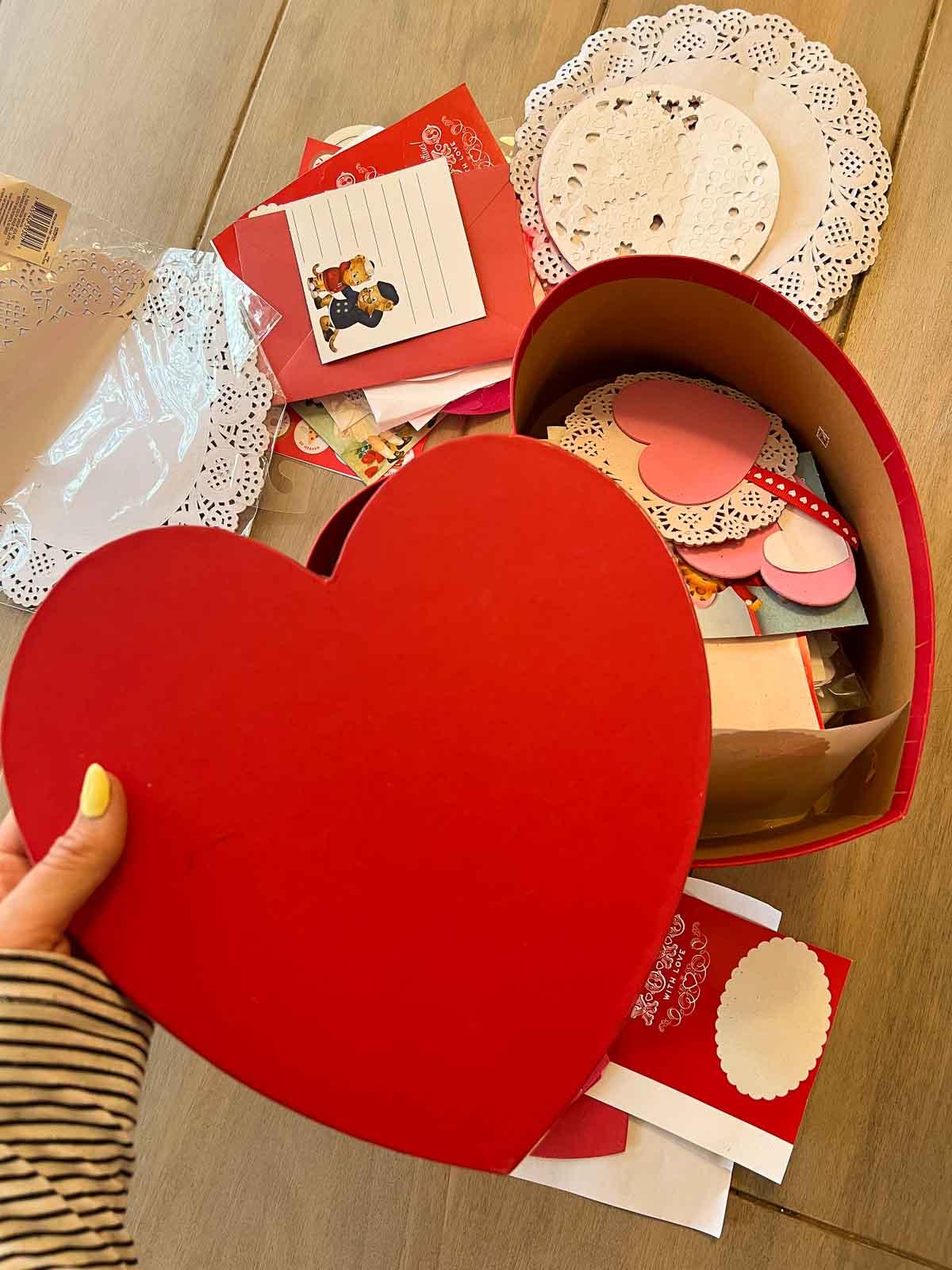 Homemade Valentines Cards in large red heart