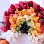 rainbow fruit platter with all kinds of fruit