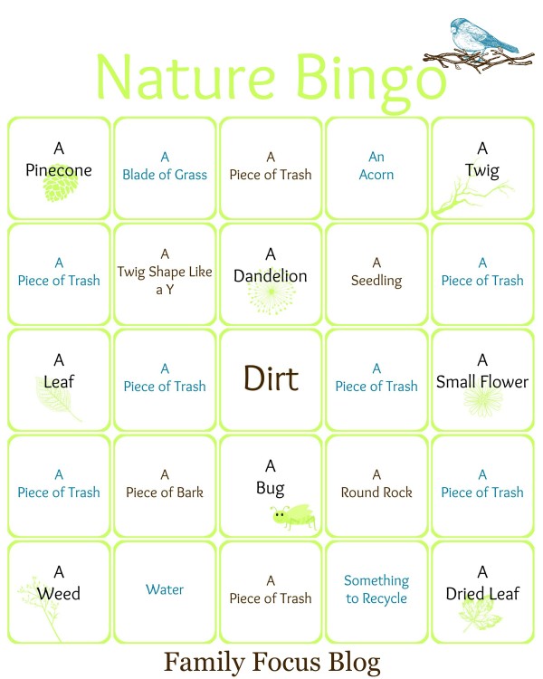 Nature Bingo Card for Earth Day Crafts