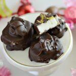 30-Minute York Peppermint Patties Copycat Recipe (Dairy Free Option) on a white plate with christmas candy near it
