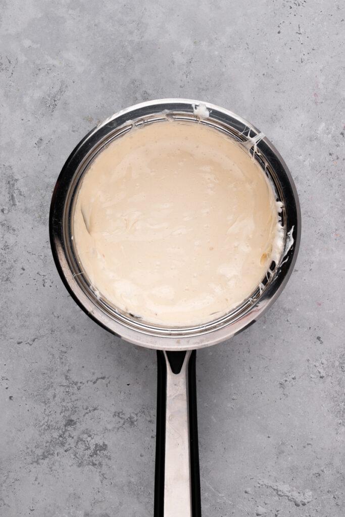 pan of melted marshmallows